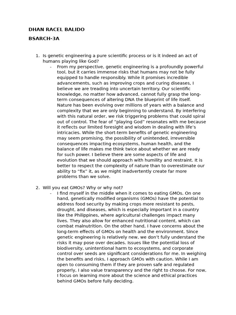 Balido Sts Assignment | PDF | Genetically Modified Organism | Genetic ...