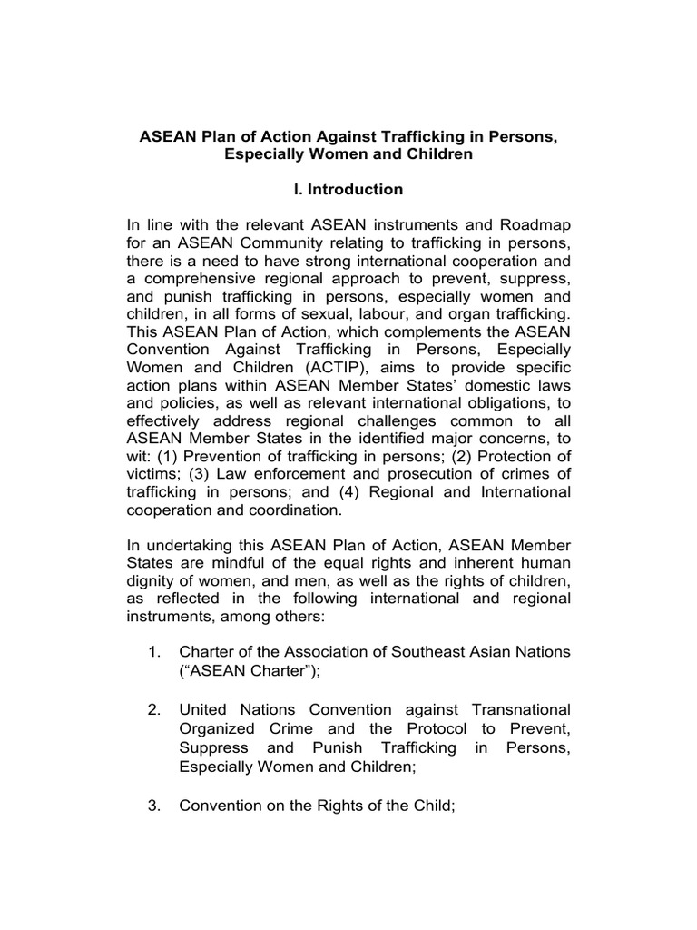 ASEAN Convention Against Trafficking in Persons Especially Women and ...