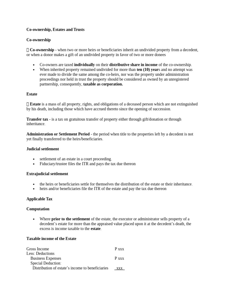 Co-ownership, Estates, and Trusts Tax Guide | PDF | Taxes | Income
