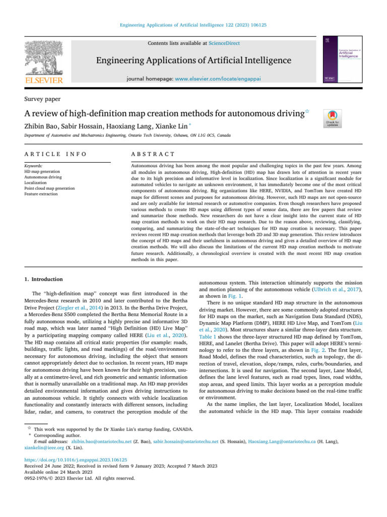 HD Map Creation for Autonomous Driving | PDF | Lidar | Image Segmentation