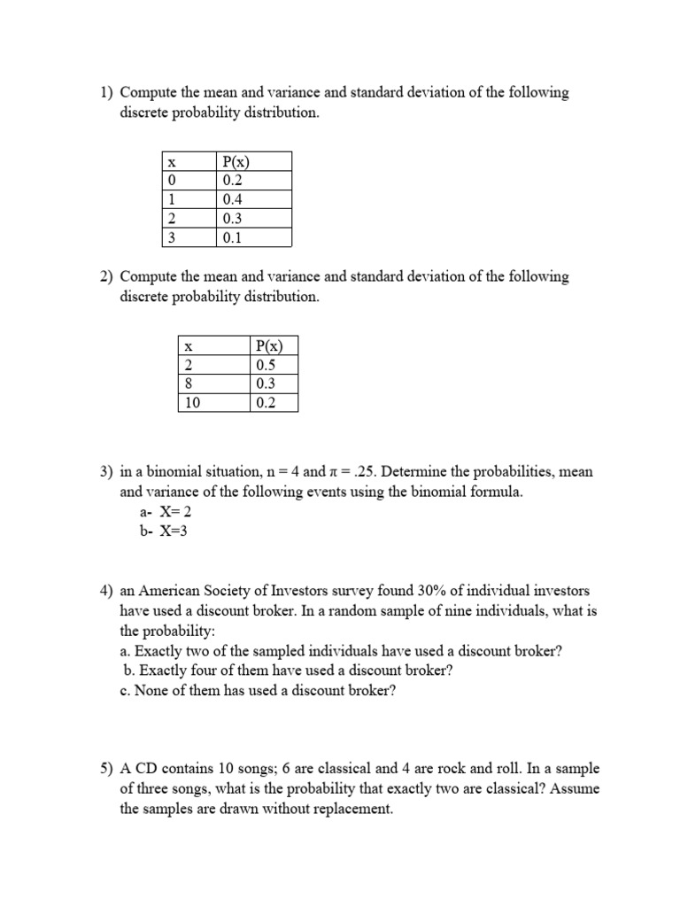 Probability Distribution Calculations | PDF