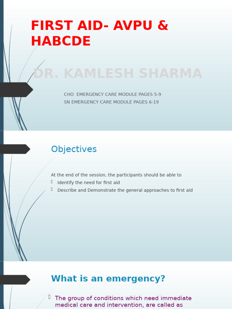 First Aid: AVPU & HABCDE Protocols | PDF | Cardiopulmonary ...