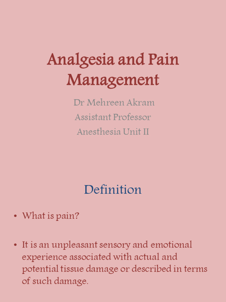 Pain Management and Analgesic Strategies | PDF | Analgesic | Opioid