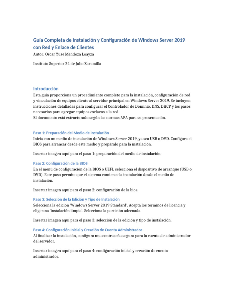 Instalación y Configuración de Windows Server 2019 | PDF | sistema de ...
