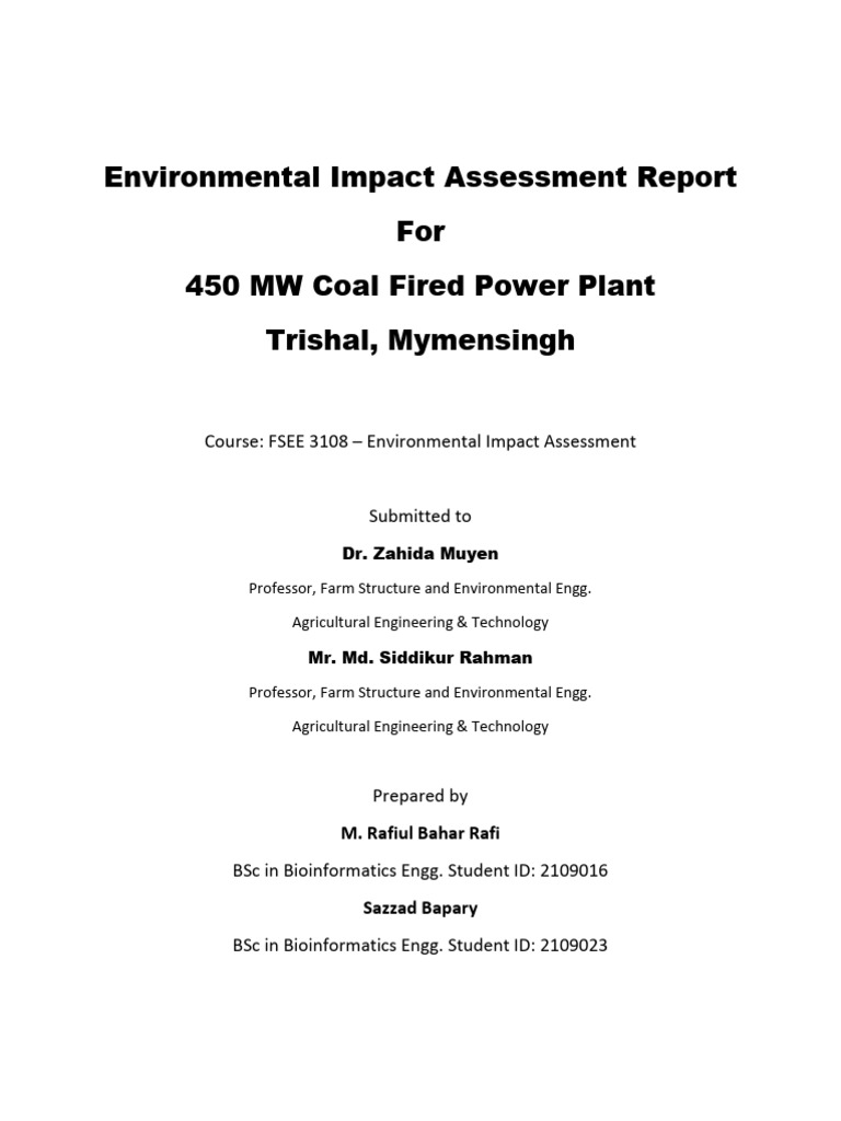EIA TrishalCoalFiredPowerPlant | PDF | Climate Change Mitigation ...