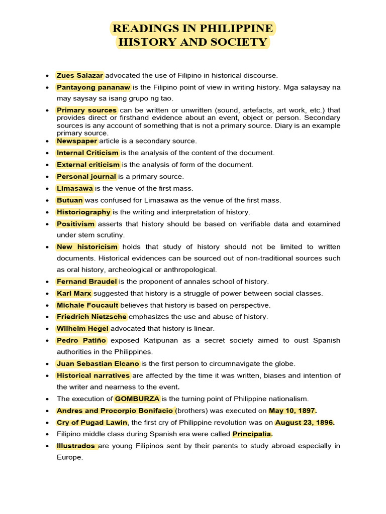 Readings in Philippine History and Society - Gen Ed | PDF | Philippines