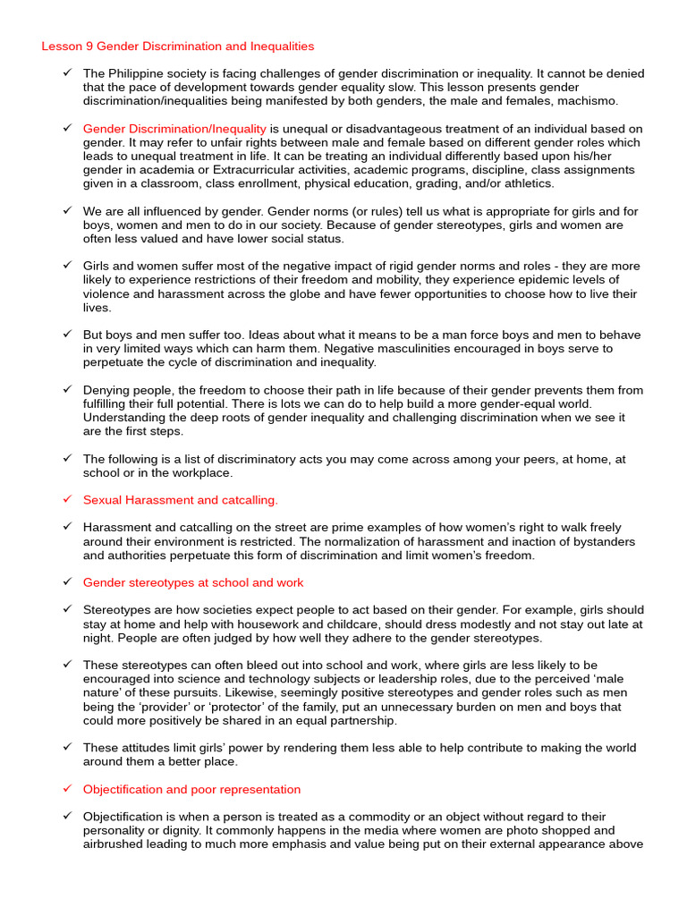 Gender Discrimination in the Philippines | PDF | Social Psychology