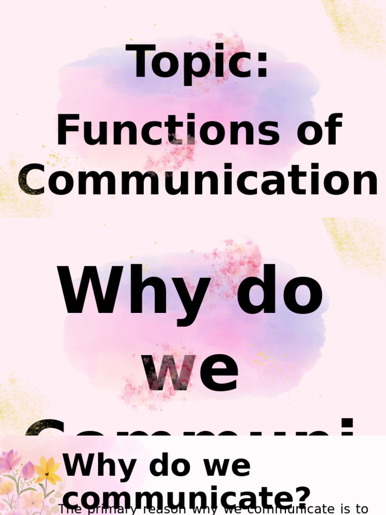 Functions of Communication | PDF | Communication | Information