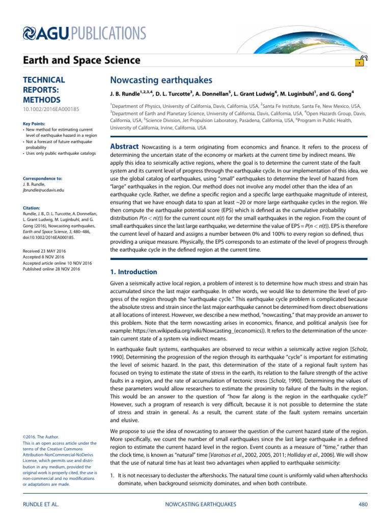 Nowcasting Earthquake Hazard Levels | PDF | Earthquakes | Solid Mechanics