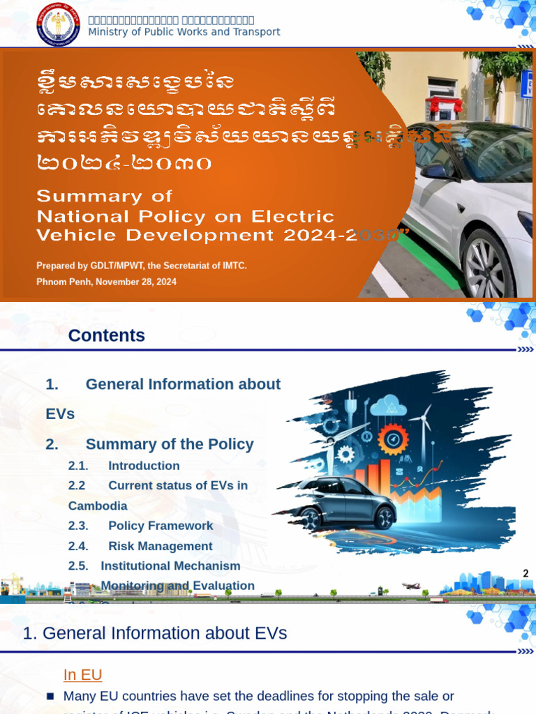 Cambodia's EV Development Policy 2024-2030 | PDF | Electric Vehicle ...