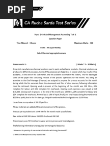 CA Inter Cost and Management Accounting - Answer Key 1