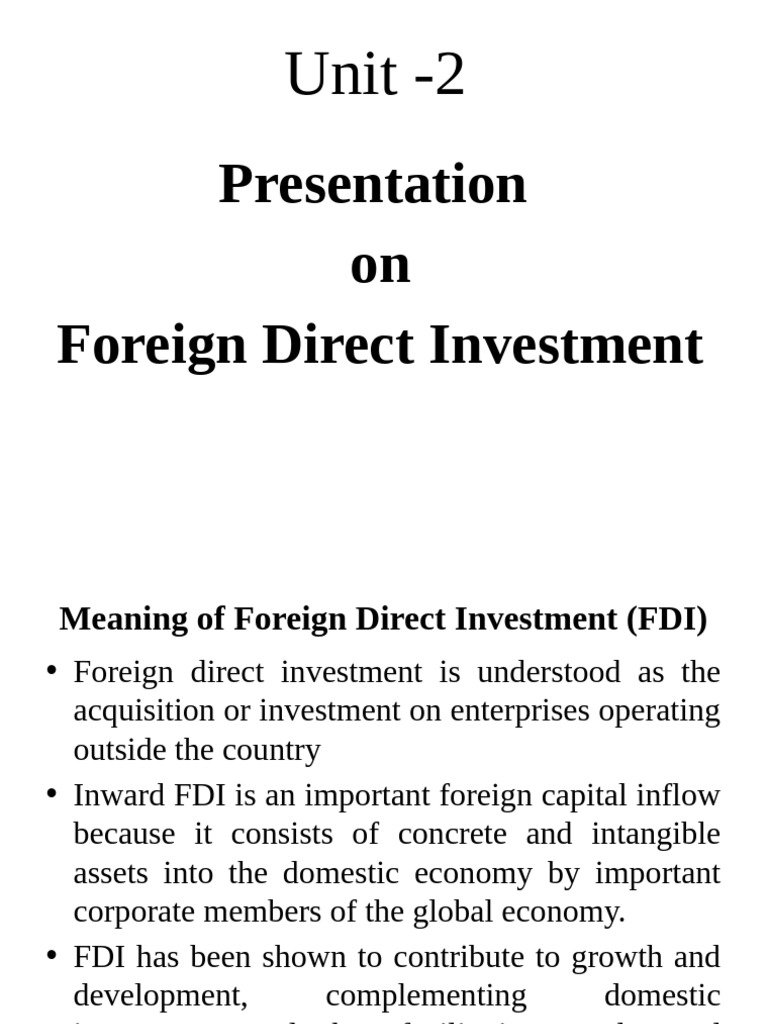 Understanding Foreign Direct Investment | PDF | Foreign Direct ...