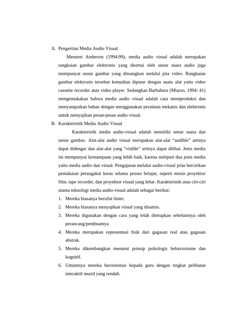 Pengertian dan Karakteristik Media Audio Visual | PDF