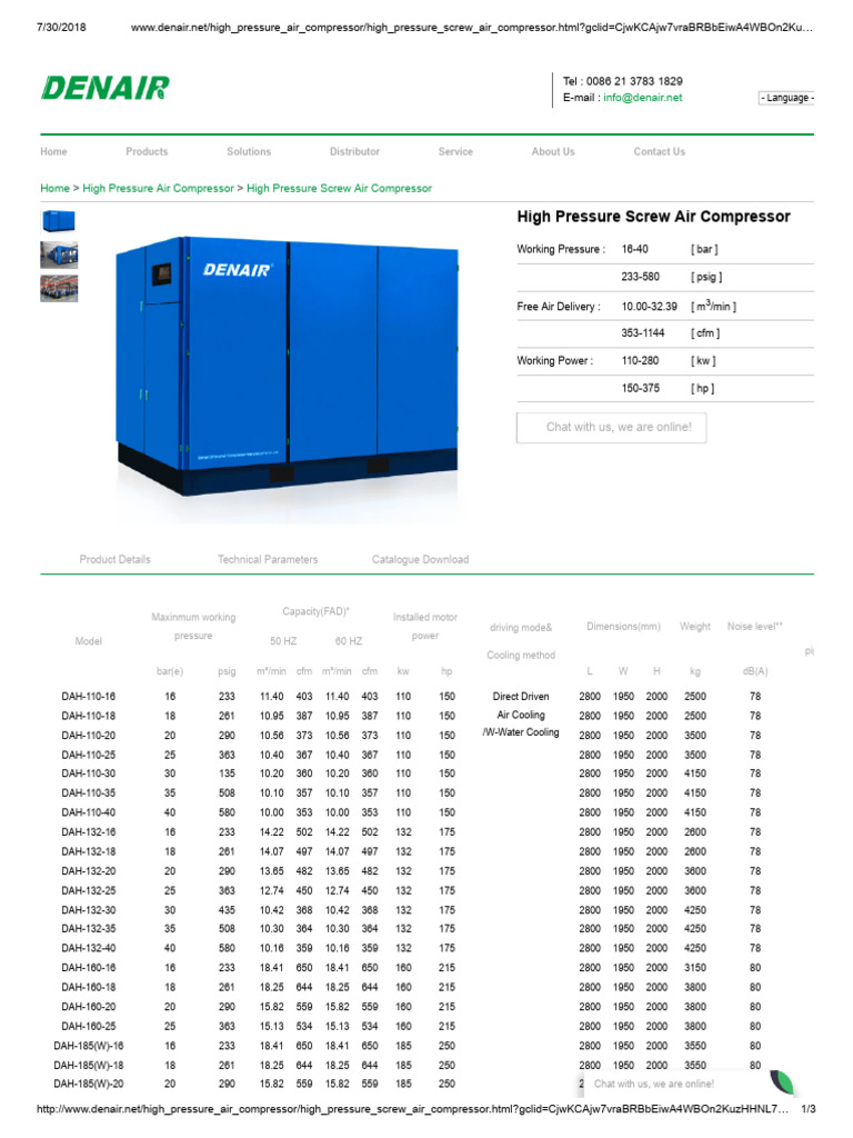High Pressure Screw Air Compressors | PDF | Energy Technology ...