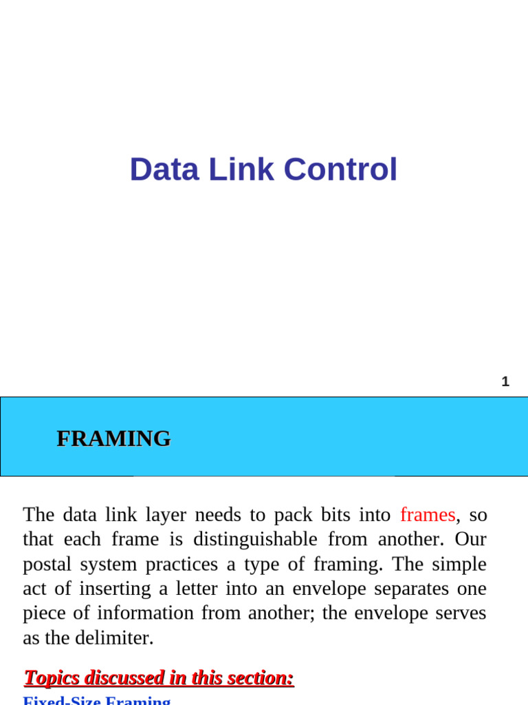 Data Link Control and Framing Techniques | PDF | Telecommunications ...