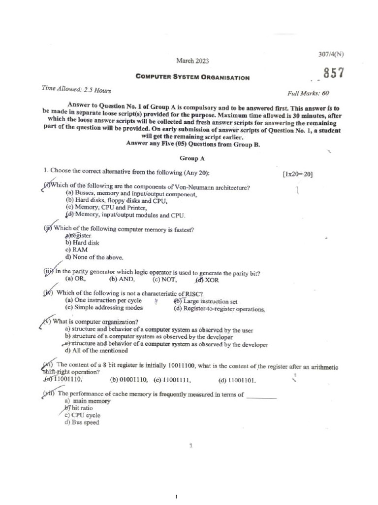 Computer System Organization 2023 | PDF