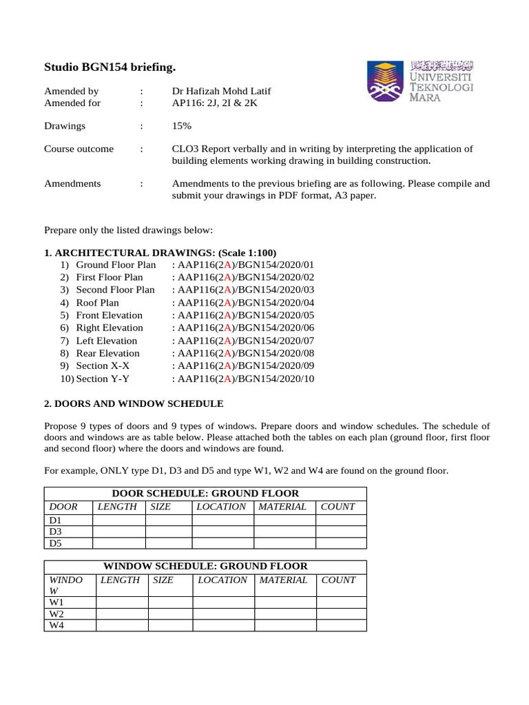 Amendments of Studio BGN154 Briefing | PDF