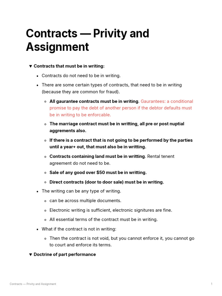 Contracts Privity and Assignment | PDF | Assignment (Law) | Civil Law ...
