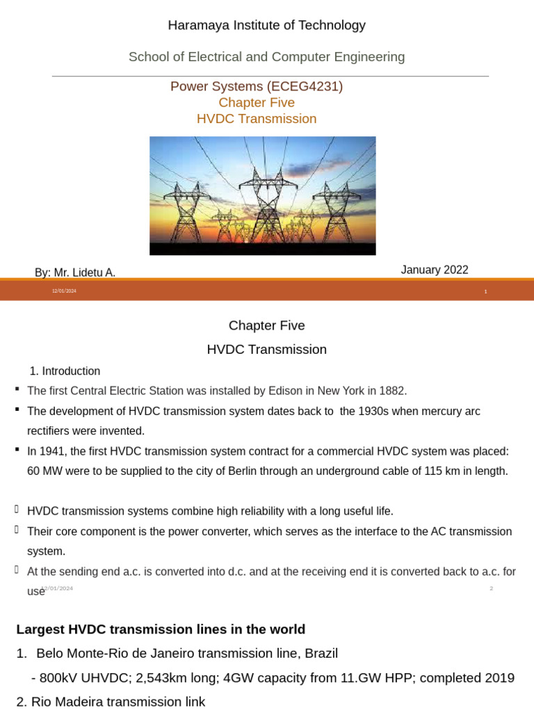 Overview of HVDC Transmission Systems | PDF | High Voltage Direct ...