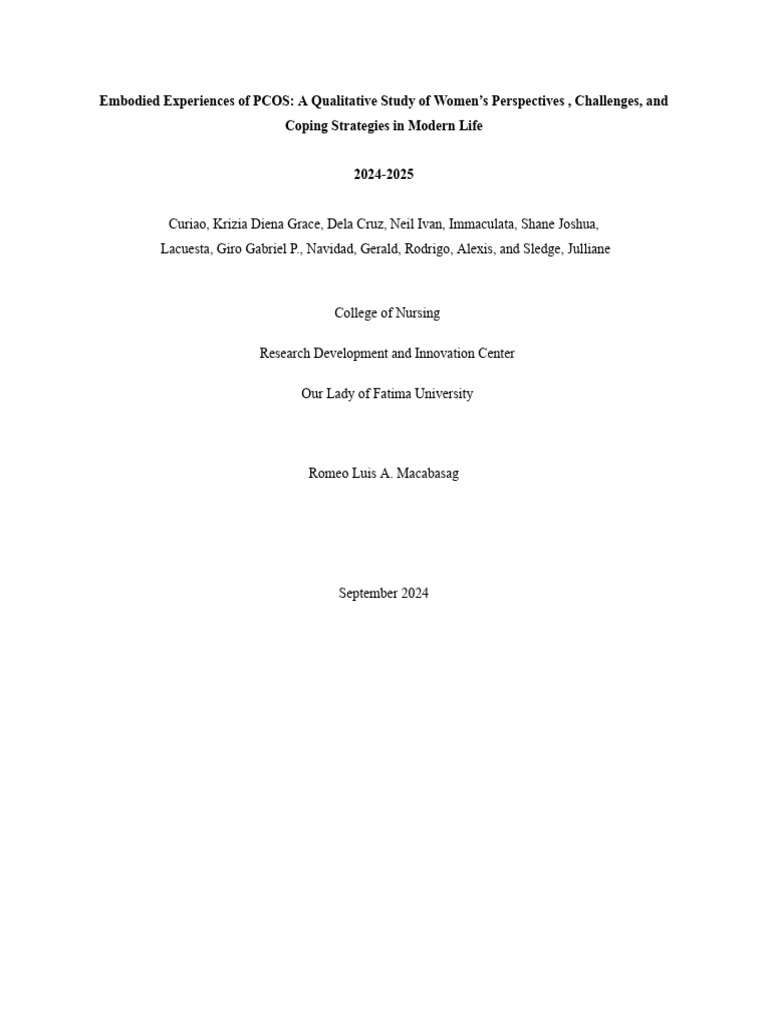 Women's Experiences and Coping with PCOS | PDF | Polycystic Ovary ...