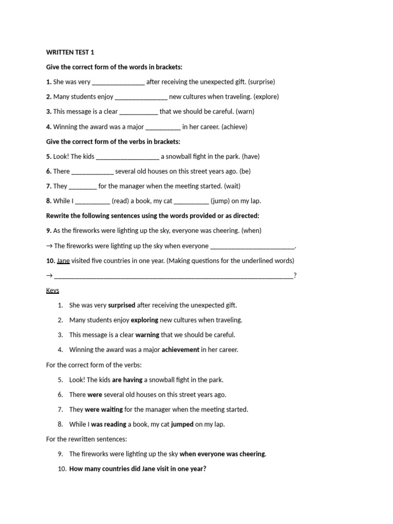 Written Test 1 Pdf