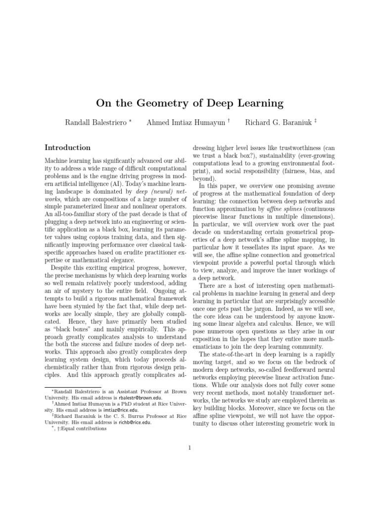 On The Geometry of Deep Learning | PDF | Deep Learning | Artificial ...