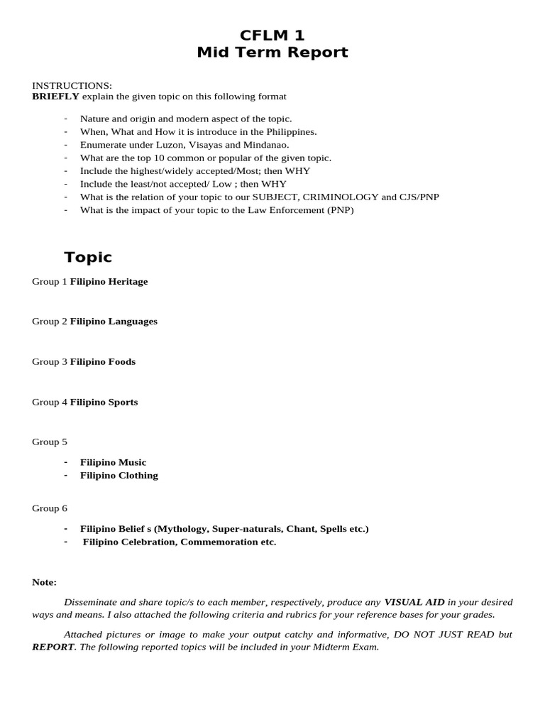 Reporting Topic With Criteria | PDF | Philippines