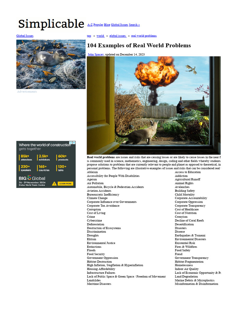 104 Real World Problems Explained | PDF | Cost Of Living | Habitat ...