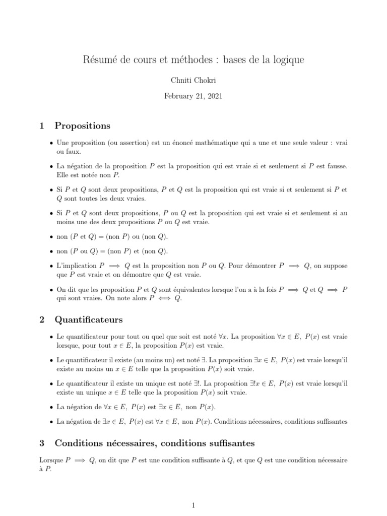 Bases de la logique et conditions logiques | PDF | Logique mathématique ...