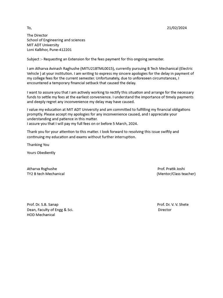 Fee Payment Extension Request | PDF