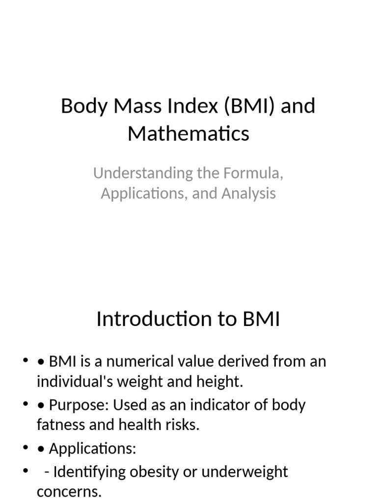 BMI: Formula, Applications, and Analysis | PDF