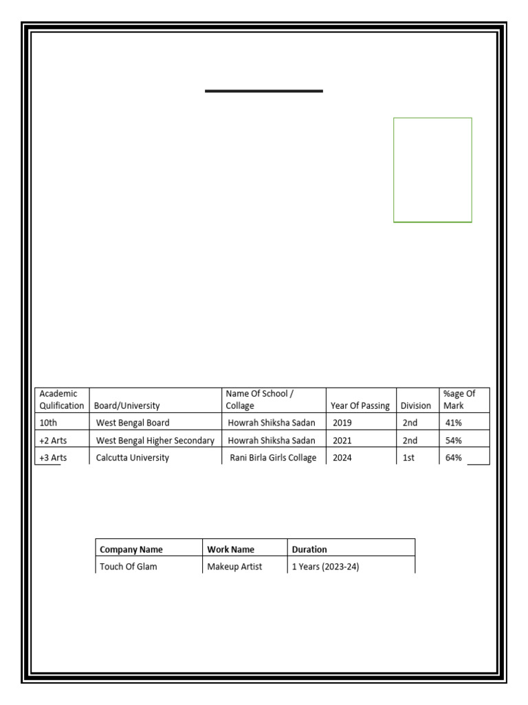 Bio-Data of Alo Yadav: Education & Experience | PDF