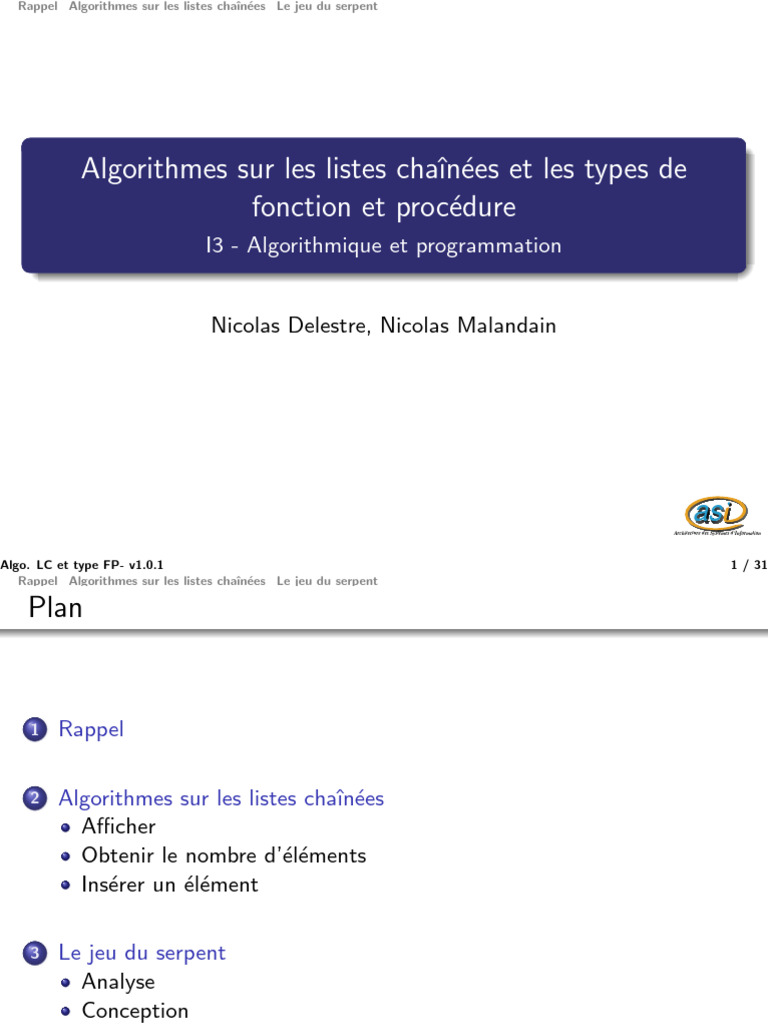 Algorithmes sur listes chaînées | PDF | Programmation informatique ...