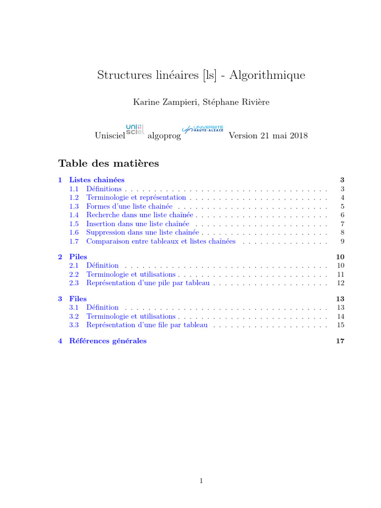 Structures Linéaires : Listes, Piles, Files | PDF | Programmation ...