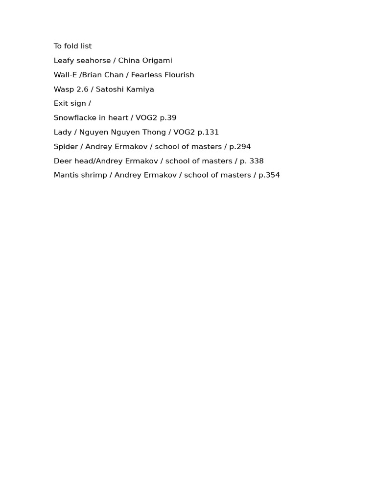 Origami List | PDF