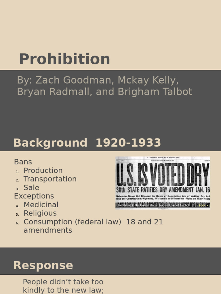 Overview of Prohibition Era (1920-1933) | PDF