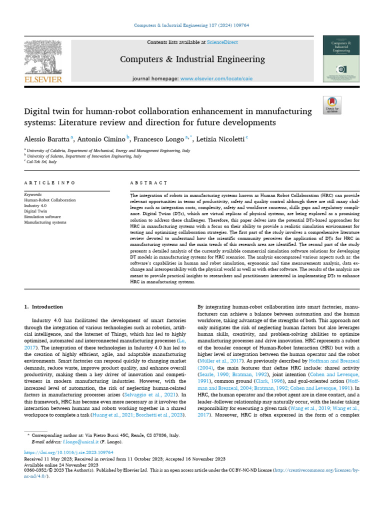 Enhancing HRC with Digital Twins | PDF | Simulation | Human Factors And ...