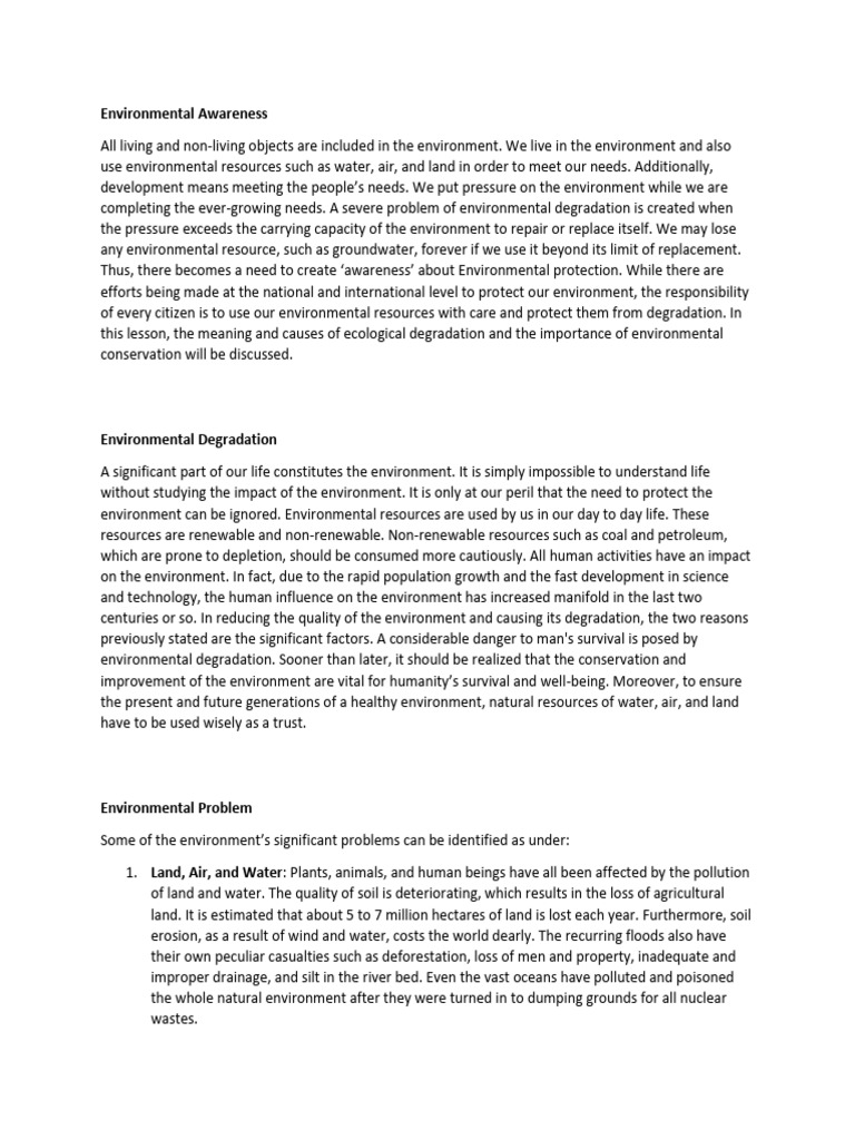 Understanding Environmental Awareness | PDF | Energy Development ...