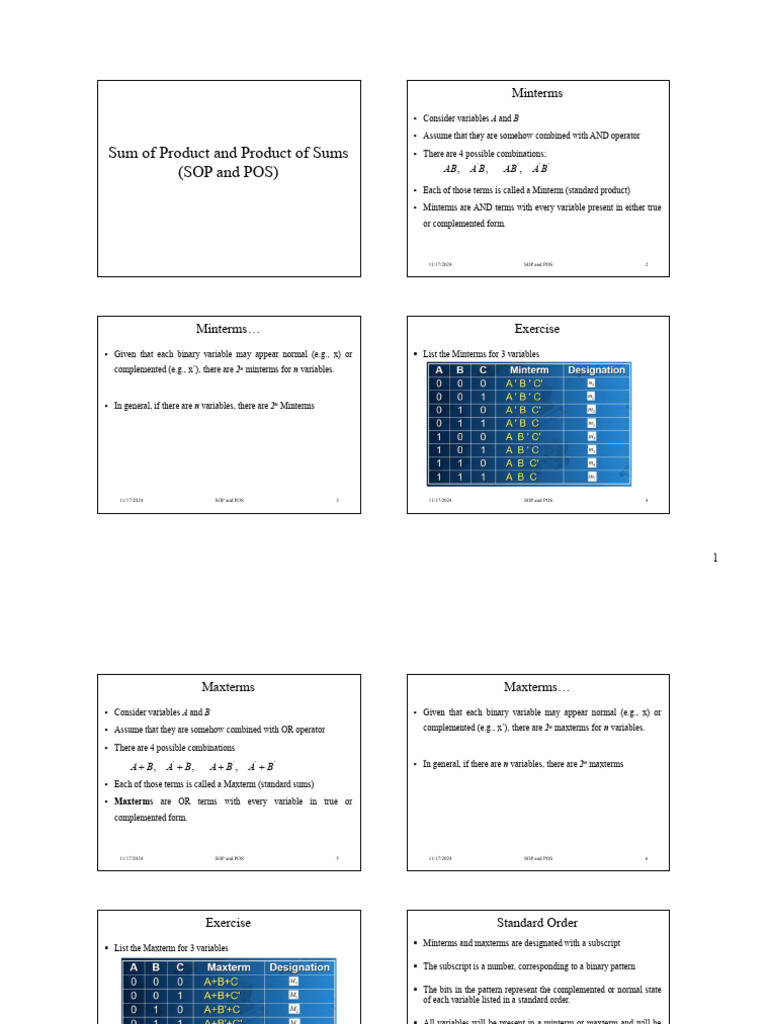 1.7 - SoP - and - PoS | PDF | Logic Gate | Mathematical Logic