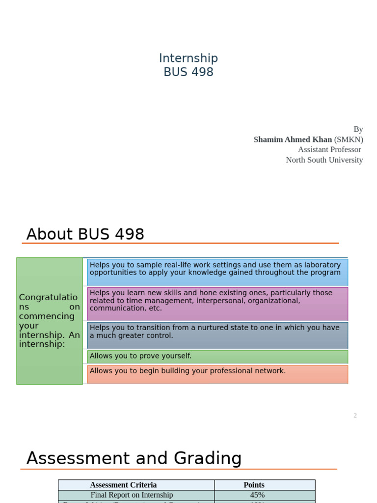 BUS 498 Internship Guide and Assessment | PDF | Psychology | Social ...