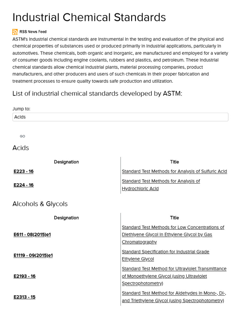 ASTM Industrial Chemical Standards Guide | PDF | Coolant | Combustion
