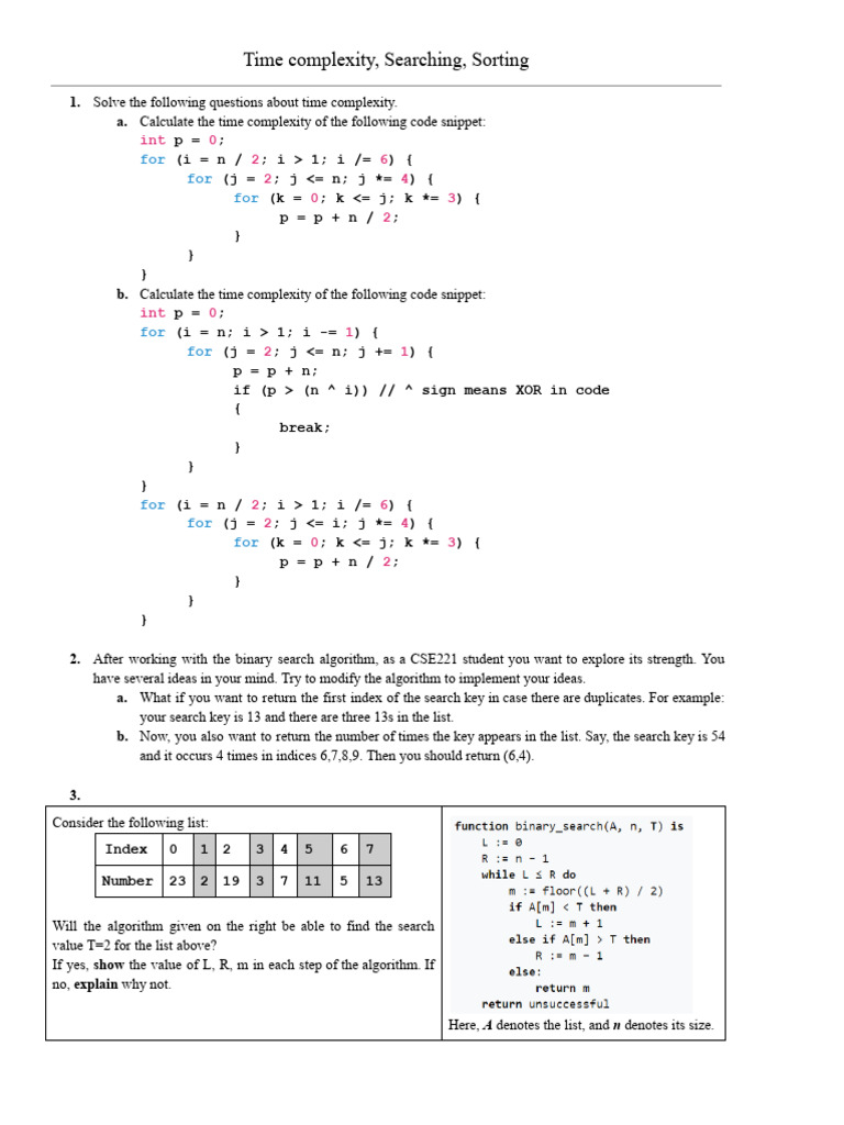 Time Complexity, Searching, Sorting | PDF | Computer Programming ...