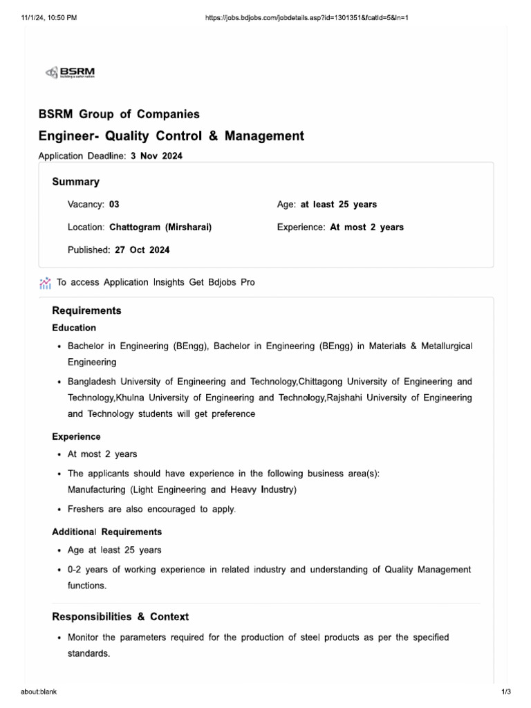 BSRM 20k | PDF