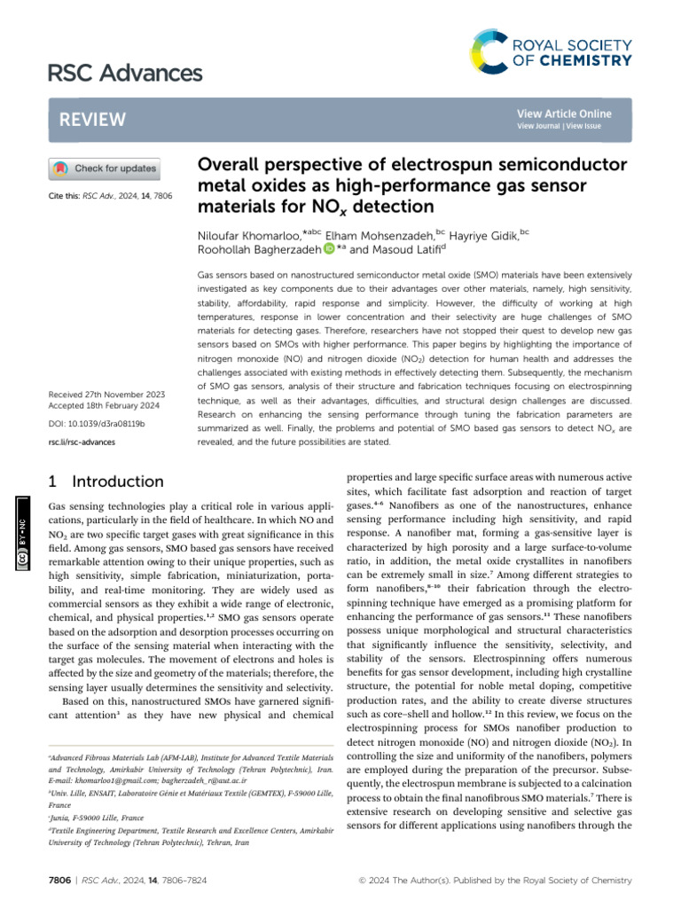 RSC Advances: Review | PDF | Asthma | Ion