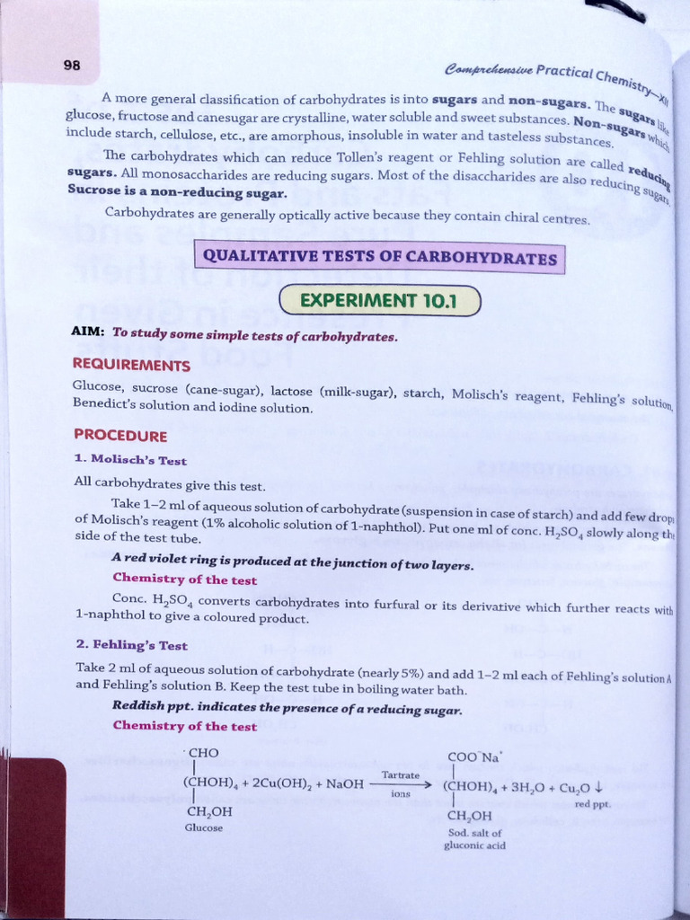 To Study Some Simple Tests of Carbohydrates | PDF | Carbohydrates ...