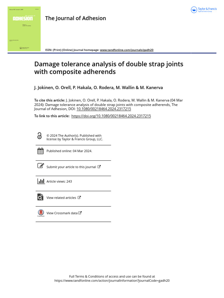Damage Tolerance in Composite Joints | PDF | Fracture | Strength Of ...