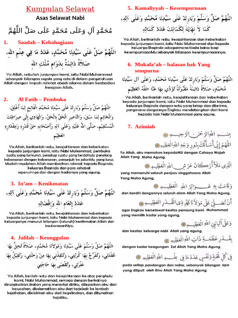 Kumpulan Selawat Nabi dan Maknanya | PDF