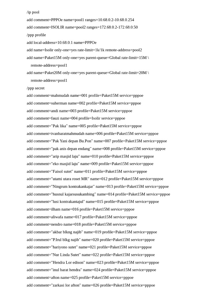 PPPoE Configuration and User Profiles | PDF
