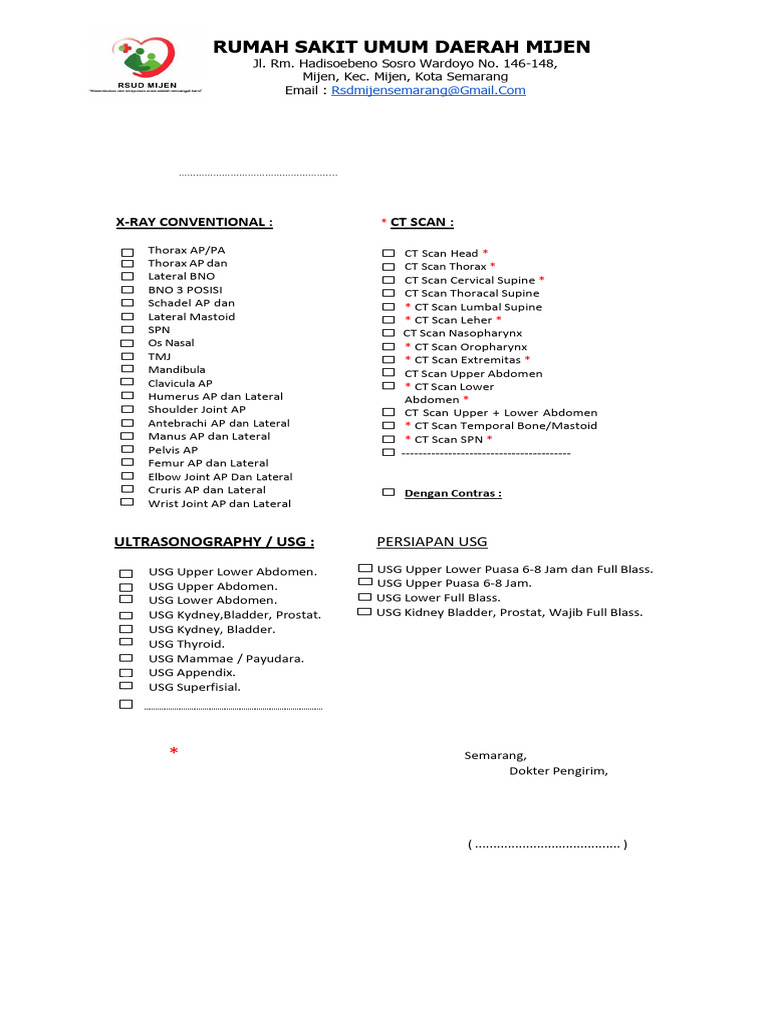 Surat Permintaan Radiologi | PDF