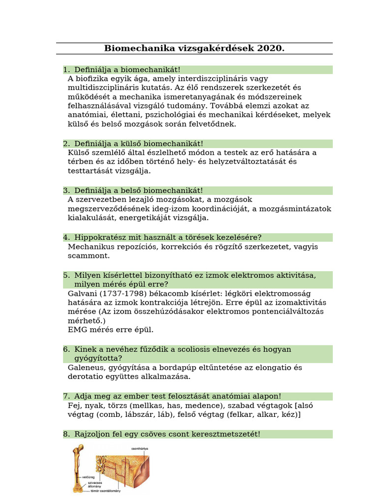 Biomecha Vizsga 2020 | PDF